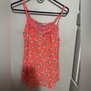 Cupids Diary Tank Top Orange Floral Small